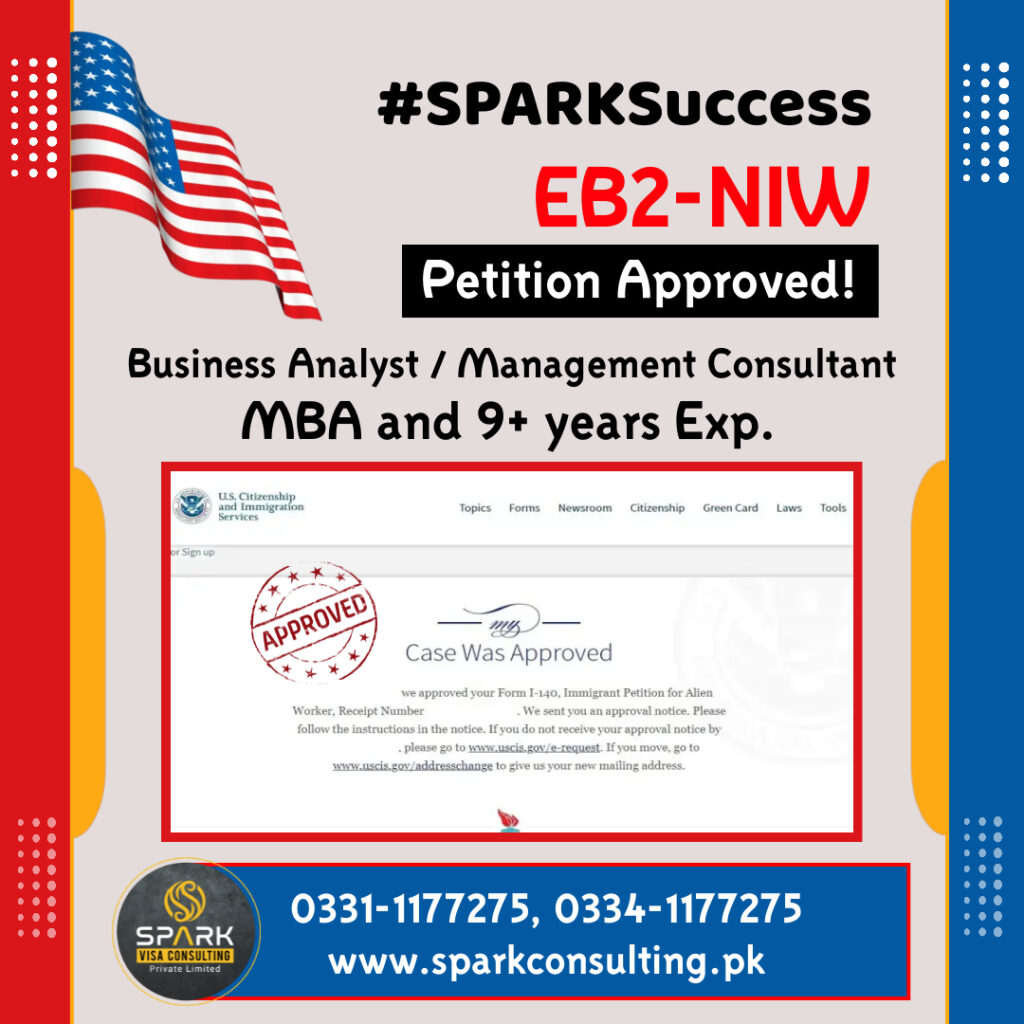 EB2-NIW Petition Approval from Pakistan - SPARK Visa Consulting (Pvt) Ltd. 3